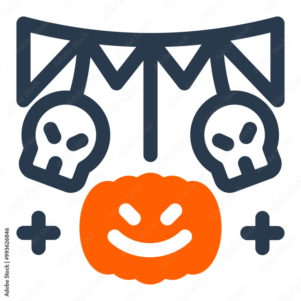 Garland with Skulls and Pumpkins Garland with Skulls and Pumpkins