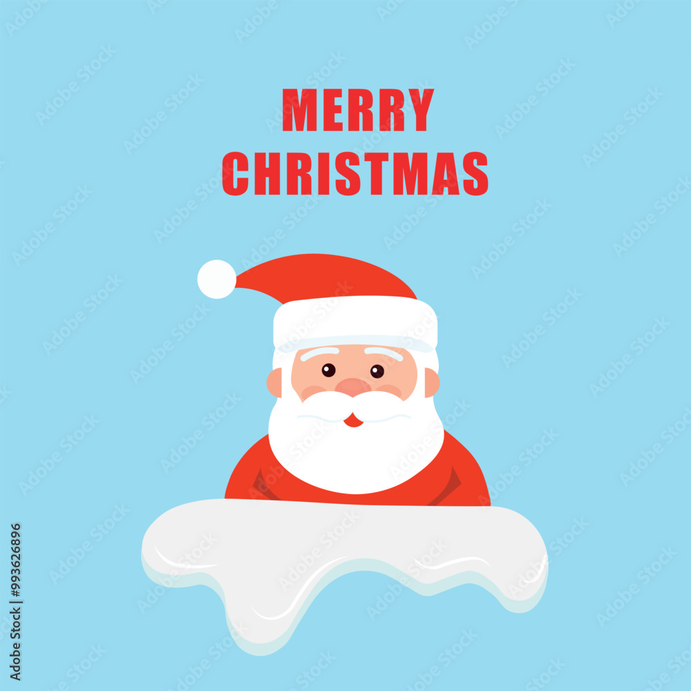 Merry Christmas card with Santa Claus in the chimney Merry Christmas card with Santa Claus in the chimney