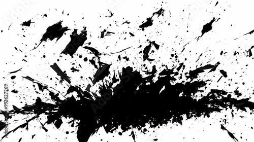 Wallpaper Mural Abstract Black Ink Splatter Explodes on White Background Torontodigital.ca