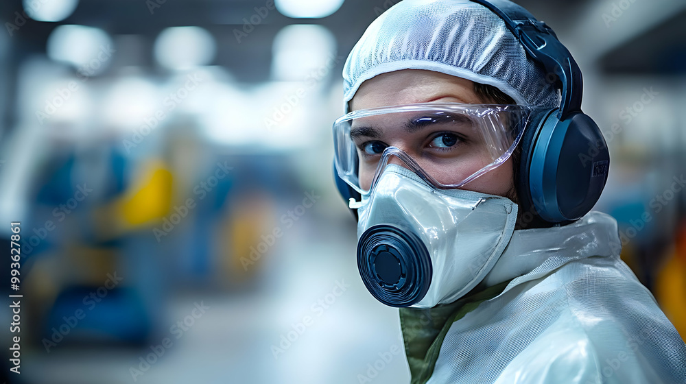 Factory Worker Wearing Safety Gear Poses for Portrait in Manufacturing Plant Factory Worker Wearing Safety Gear Poses for Portrait in Manufacturing Plant