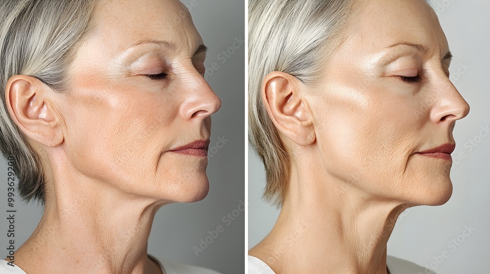 Close-up before-and-after image of facial pigmentation treatment, showing fading melasma spots and skin clarity, Realistic Style, High-Resolution Close-up before-and-after image of facial pigmentation treatment, showing fading melasma spots and skin clarity, Realistic Style, High-Resolution