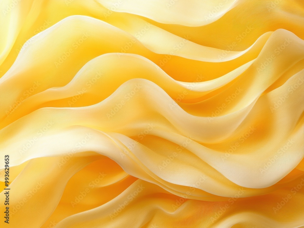 Delicate and flowing yellow lines weaving on white background 