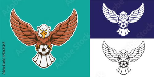 mascot logo eagle with football good for team logo, club, community, sticker, etc