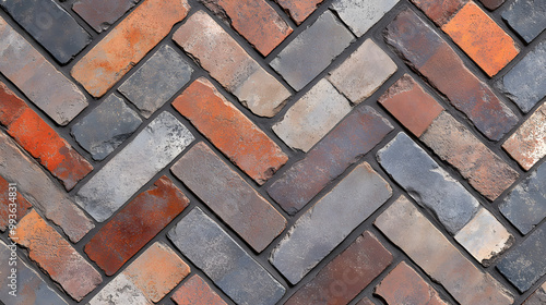 Herringbone Viacolor Pavement in Earthy Colors