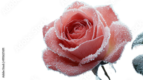 Obraz na płótnie A delicate rose frozen against a plain PNG background w salonie