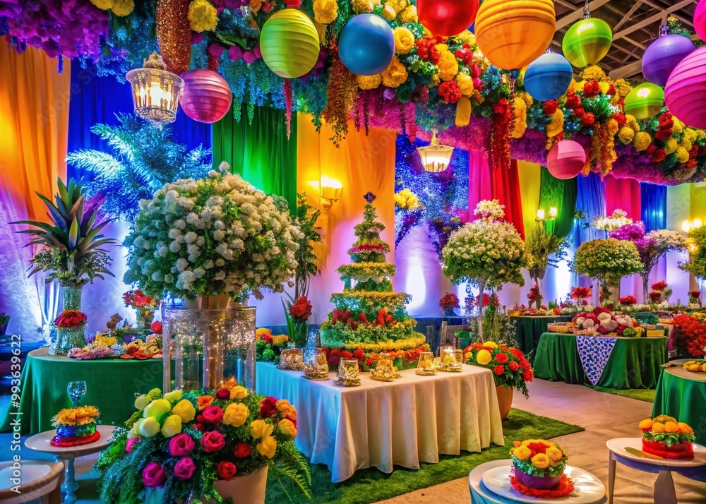 Obraz premium Vibrant Celebration of 25th Anniversary with Colorful Decorations and Festive Atmosphere