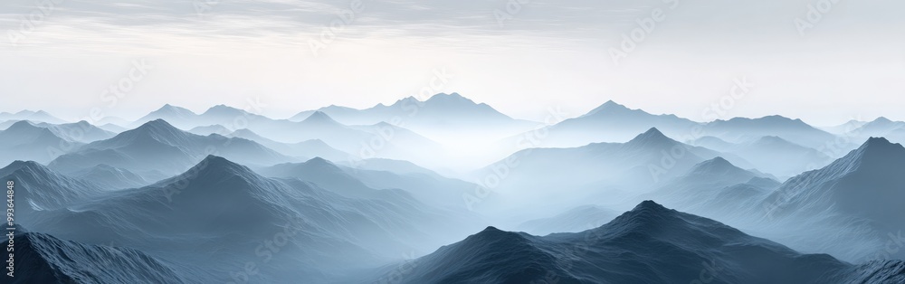 Monochrome mountain silhouette horizon with gradient shades of gray Monochrome mountain silhouette horizon with gradient shades of gray