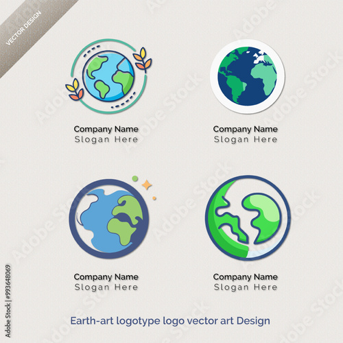 Set of Earth globe world vector art logotype logo icon art illustration 