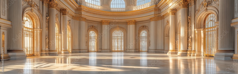 Spacious marble hall with towering columns, arched ceilings, and streaming sunlight Spacious marble hall with towering columns, arched ceilings, and streaming sunlight