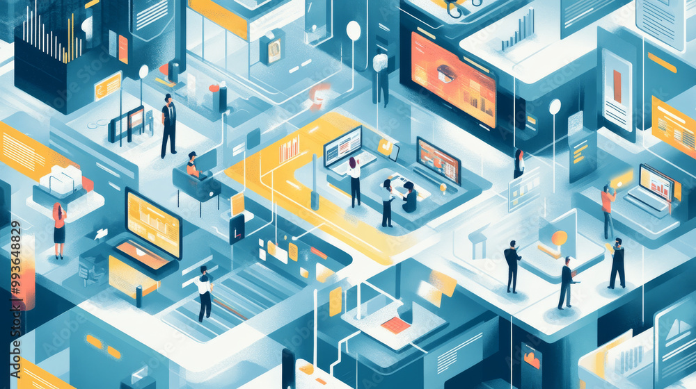 The internet is changing how businesses work, creating new opportunities and challenges. This illustration shows how technology is driving innovation and changing the way we do things. The internet is changing how businesses work, creating new opportunities and challenges. This illustration shows how technology is driving innovation and changing the way we do things.
