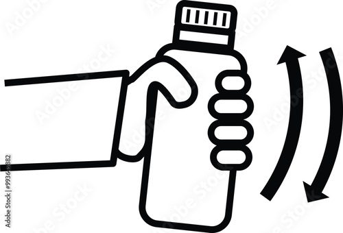 Shake well icon. Shake bottle before drink sign. Juice bottle shake with hand symbol. flat style.