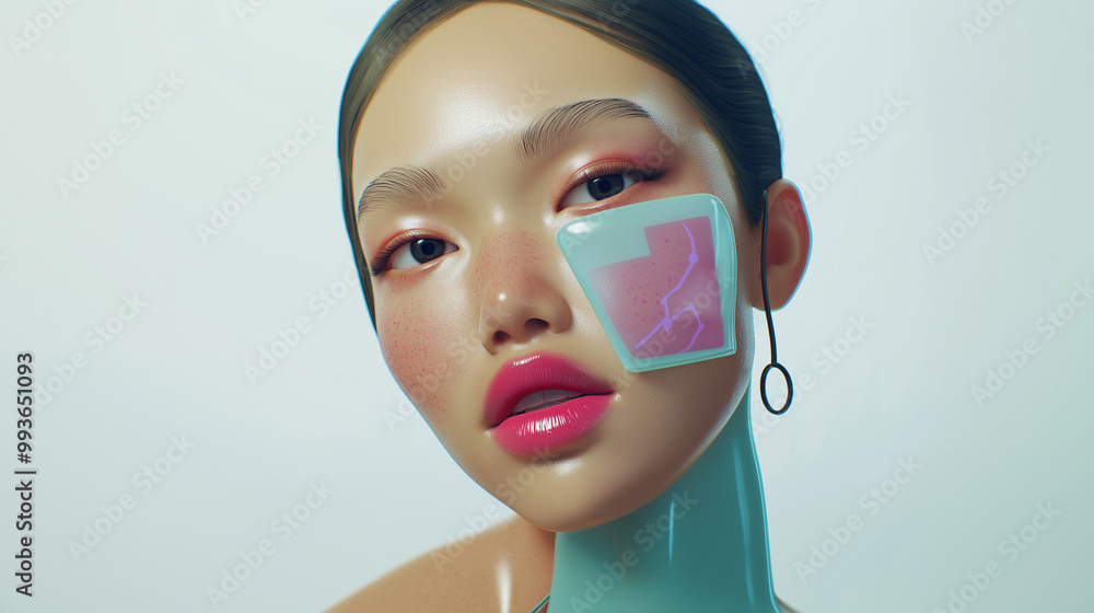fashion portrait of a woman with an abstract face mask paint fashion portrait of a woman with an abstract face mask paint