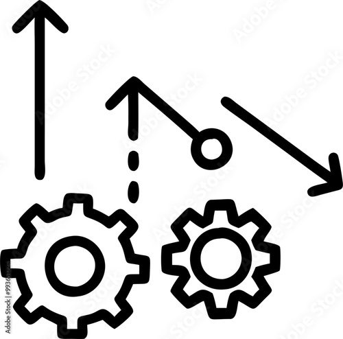 automation gear down ward chart, icon outline