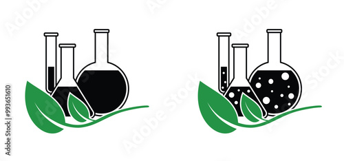 Botany experiment. Conical Flask Assay tube, medical test tubes icon. Chemistry equipment, erlenmeyer flask sign. chemical flasks, bottles or glassware. Formula or laboratory test tube rack medical. 
