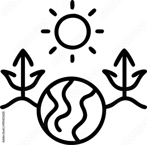 greenhouse effect, icon outline