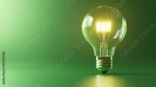 A light bulb on a green background.