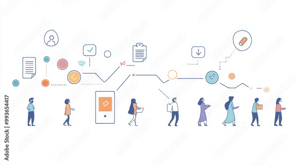 A visual guide showing the steps a customer takes,from first learning about a product to becoming a loyal buyer.Includes icons representing awareness, interest, evaluation,purchase,service,and loyalty A visual guide showing the steps a customer takes,from first learning about a product to becoming a loyal buyer.Includes icons representing awareness, interest, evaluation,purchase,service,and loyalty