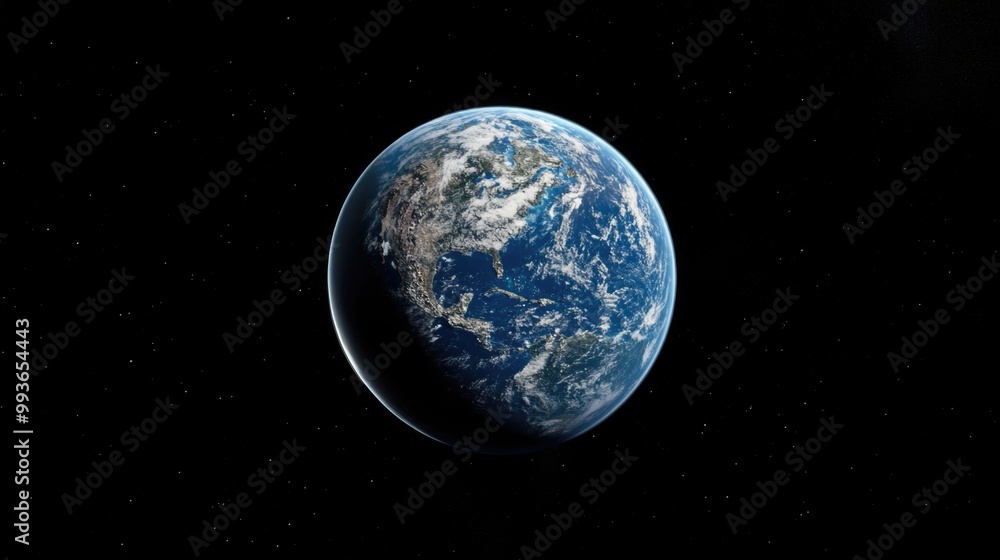 The Earth planet with a blue color on a black background, viewed from space. The Earth planet with a blue color on a black background, viewed from space.