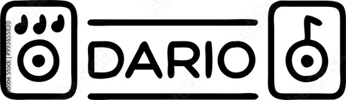 i want my name in dario letters with audio speakers, icon outline
