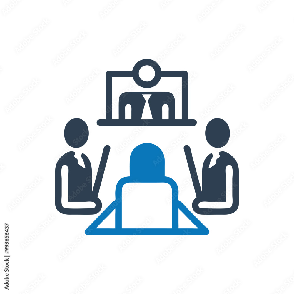 Board room members sitting around a table icon, Video Conference Meeting Vector Icon Board room members sitting around a table icon, Video Conference Meeting Vector Icon