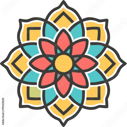 a silhouette of a mandala design, icon offset fill