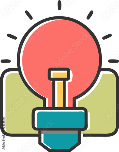 bulb icon on white background, icon offset fill