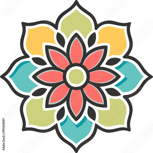 a silhouette of a mandala design, icon offset fill