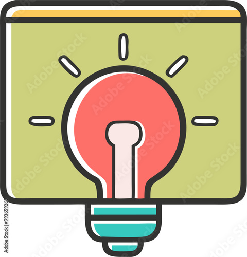 bulb icon on white background, icon offset fill