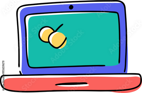 laptop, icon doodle offset fill