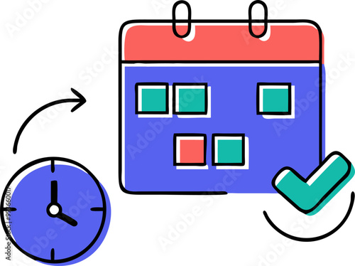 working schedule, icon doodle offset fill