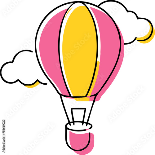 air ballon, icon doodle offset fill