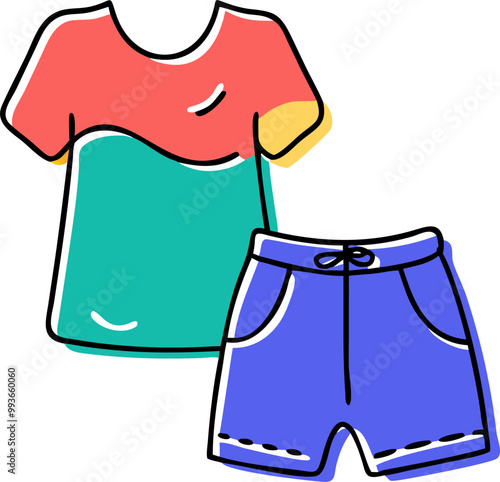 summer clothes for summer element, icon doodle offset fill