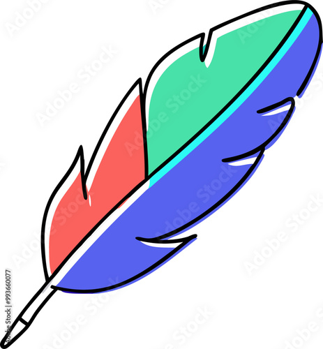 colorful feather, icon doodle offset fill
