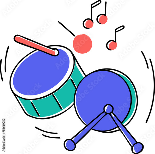 a music icon for drums, icon doodle offset fill