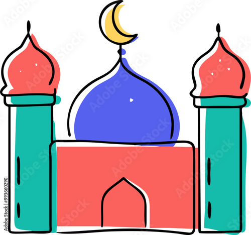 mosque, icon doodle offset fill