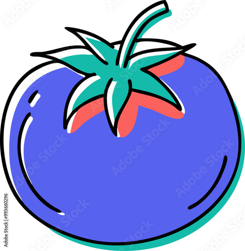 fresh red tomato, icon doodle offset fill