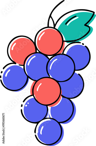 bunch of grapes, icon doodle offset fill