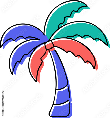 palm tree, icon doodle offset fill