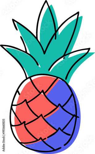 ananas pineapple, icon doodle offset fill