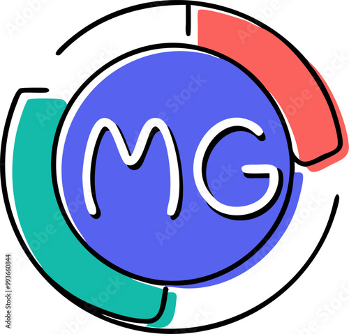 logo sircular para tienda de bazarropa calzado y mas de nombre mg, icon doodle offset fill