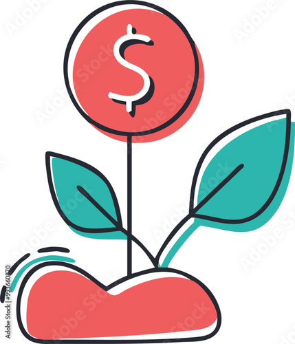 investment, icon doodle offset fill