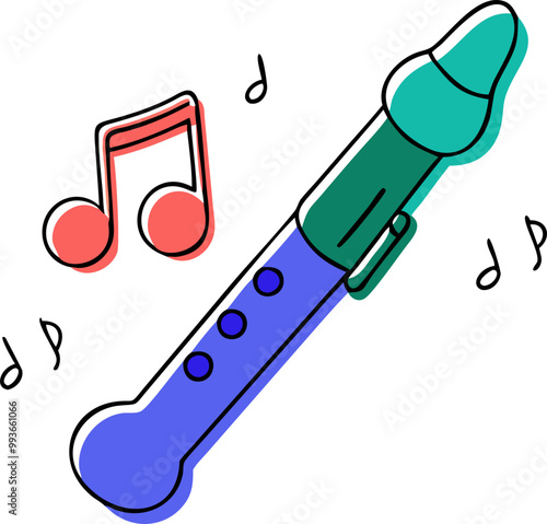 a music icon for flute, icon doodle offset fill