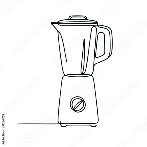 Blender. Icon. Vector drawing. One line art. A simple drawing of a continuous line of a kitchen electric appliance.