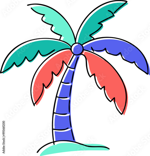 palm tree, icon doodle offset fill