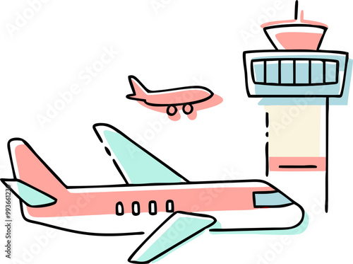airport, icon doodle offset fill