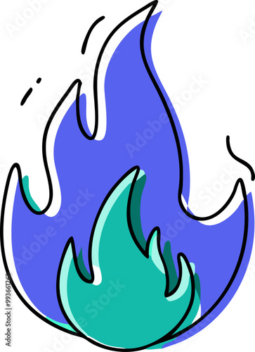 fire, icon doodle offset fill