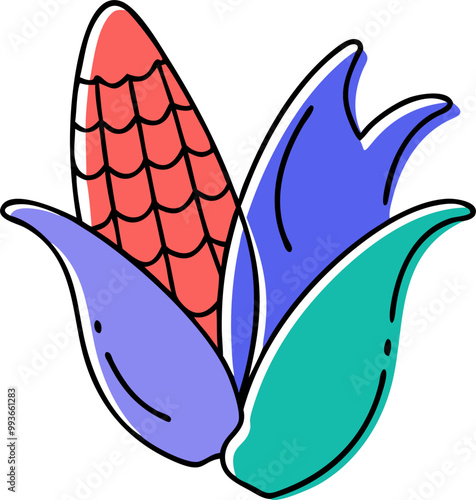 corn cobs, icon doodle offset fill