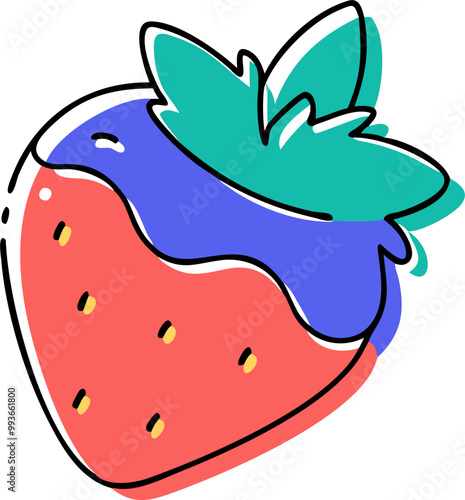 strawberry leaf, icon doodle offset fill