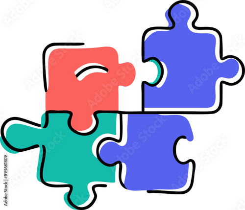 puzzle, icon doodle offset fill