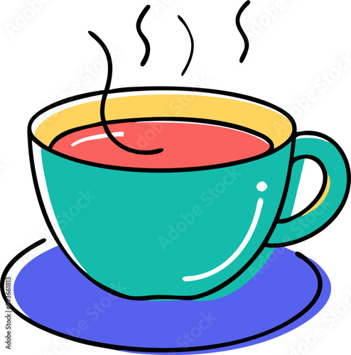 cup of tea, icon doodle offset fill